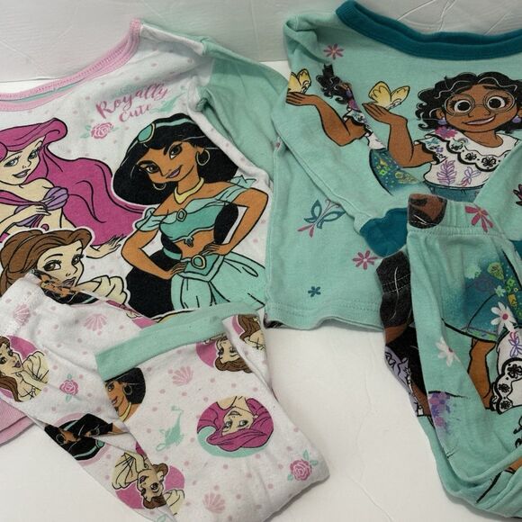 Girls 2T Pajama Bundle 5 Pair Matching Sets Disney Princess Halloween Burts Bees - Picture 2 of 4